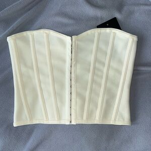PRETTYLITTLETHING Cream Bandage hook and eye structured corset